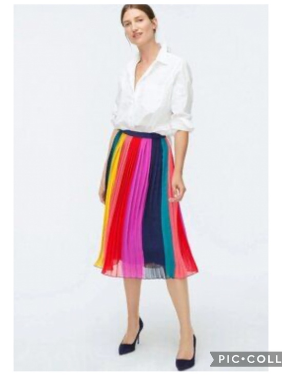 J. Crew Dresses & Skirts - J.Crew Sunburst Rainbow Colorblock Pleated Chiffon A-Line Midi Skirt Size 4